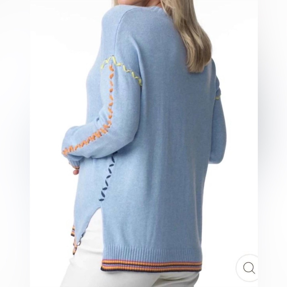 Zaket & Plover Blue Contrast Stitch Knit Sweater Size L - Picture 4 of 7